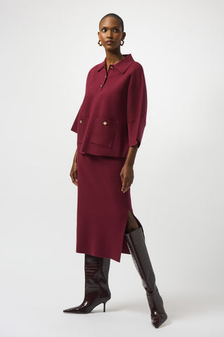Sweater Knit Boxy Pullover With Polo Collar
