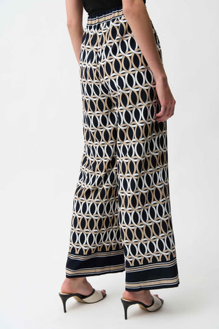 Recycled Woven Geometric Print Wide Leg Pull-On Pants