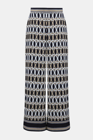 Recycled Woven Geometric Print Wide Leg Pull-On Pants