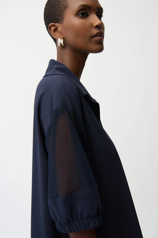 Stretch Poplin and Mesh Boxy Blouse