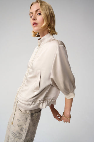 Satin Boxy Blouson Jacket With Drawstring Hem