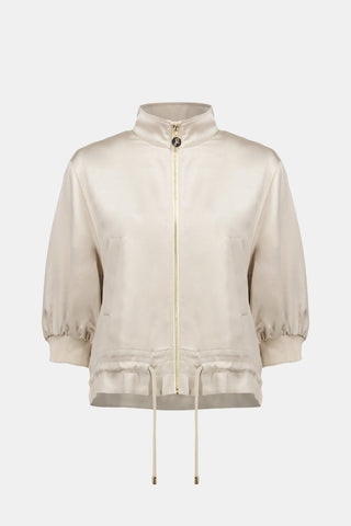 Satin Boxy Blouson Jacket With Drawstring Hem