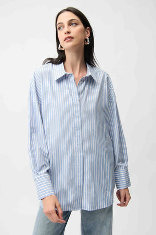 Tencel Stripe Print Boxy Blouse