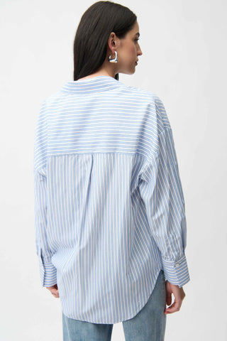 Tencel Stripe Print Boxy Blouse