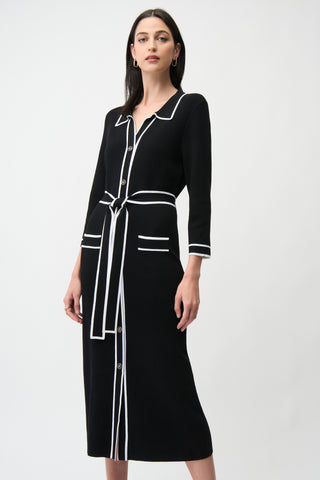 Viscose Shirt Dress with Contrast Piping And Sash