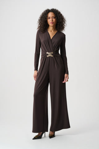 Silky Knit Wide-Leg Wrap Jumpsuit