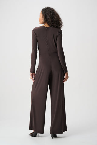 Silky Knit Wide-Leg Wrap Jumpsuit
