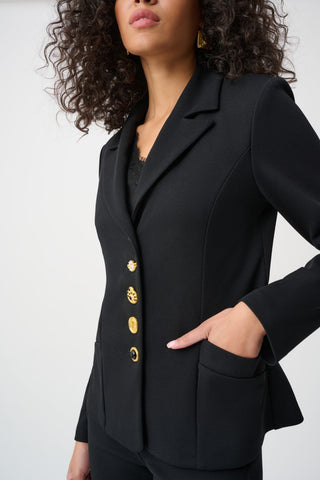 Scuba Crepe Fitted Blazer With Statement Buttons