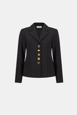 Scuba Crepe Fitted Blazer With Statement Buttons