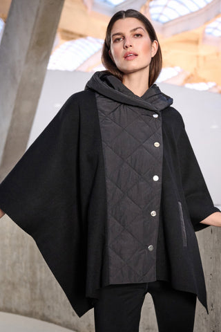 Sweater Knit Quilted Poncho Jacket