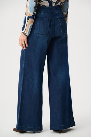 Featherweave Denim Palazzo High-Rise Pull-On Jeans