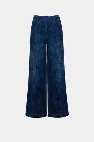 Featherweave Denim Palazzo High-Rise Pull-On Jeans