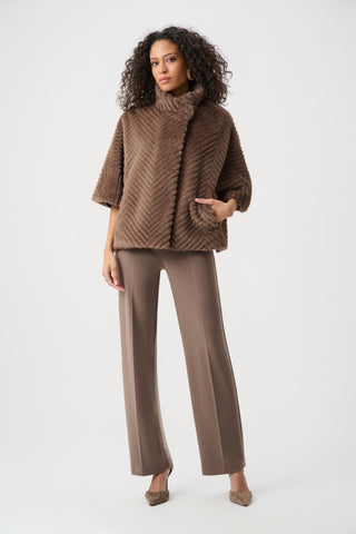 Chevron Faux Fur Cape-Style Jacket in Mink