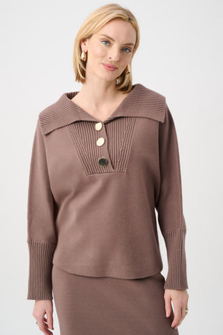Brushed Viscose And Nylon Shawl-Neck Sweater