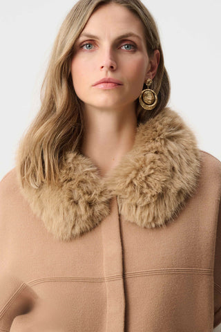 Sweater Knit Jacket With Detachable Faux Fur Collar