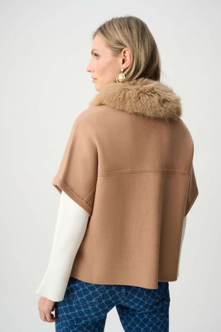 Sweater Knit Jacket With Detachable Faux Fur Collar