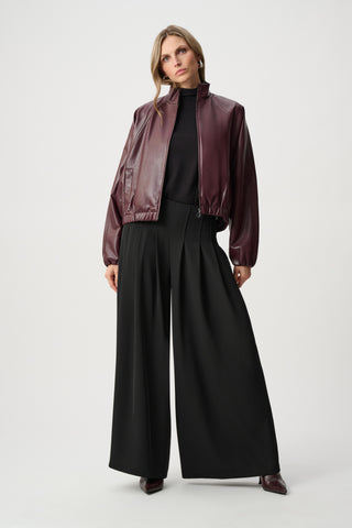 Leatherette Mock-Neck Bomber Jacket