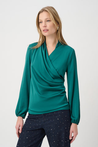 Recycled Satin Faux-Wrap Top