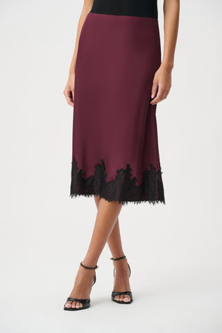 Recycled Satin Lace Trim Midi Skirt
