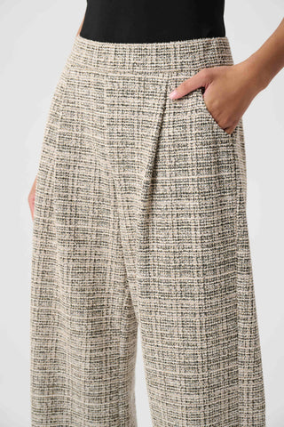 Plaid Boucle Wide-Leg Pants