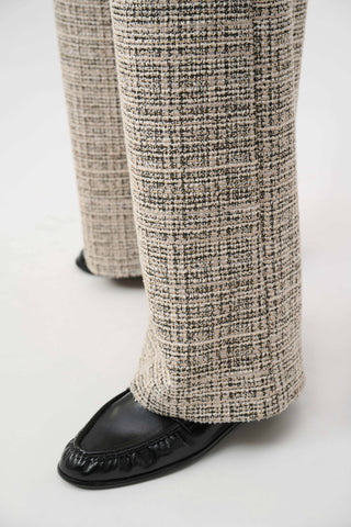 Plaid Boucle Wide-Leg Pants