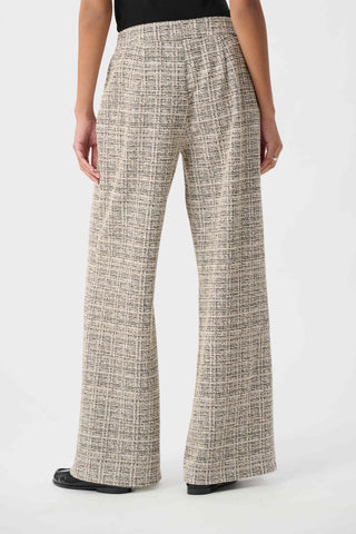 Plaid Boucle Wide-Leg Pants