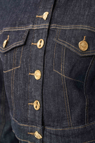 Statement Button Cropped Denim Jacket