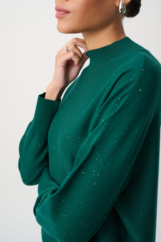 Sequin Mock-Neck Sweater