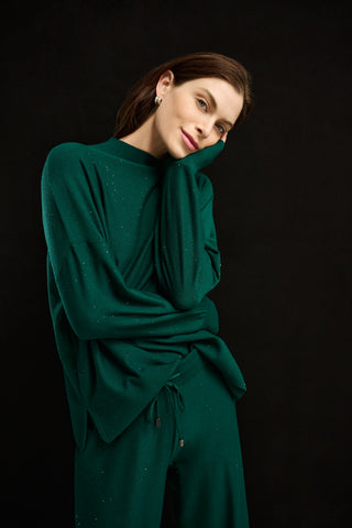 Sequin Mock-Neck Sweater