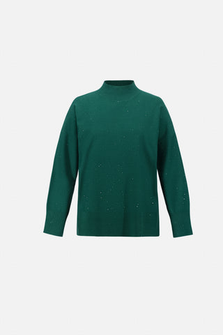 Sequin Mock-Neck Sweater