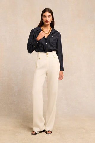 ATHENA SHIRT NAVY PINSTRIPE