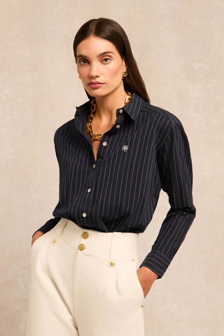 ATHENA SHIRT NAVY PINSTRIPE