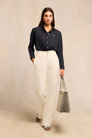 ATHENA SHIRT NAVY PINSTRIPE
