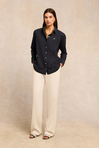 ATHENA SHIRT NAVY PINSTRIPE
