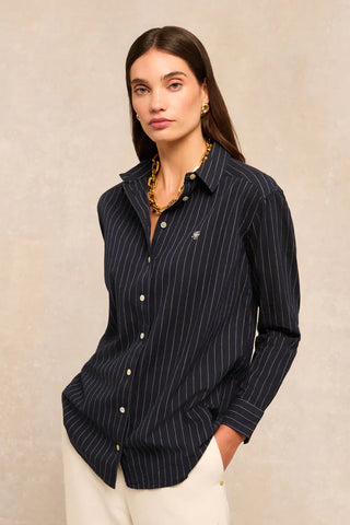 ATHENA SHIRT NAVY PINSTRIPE