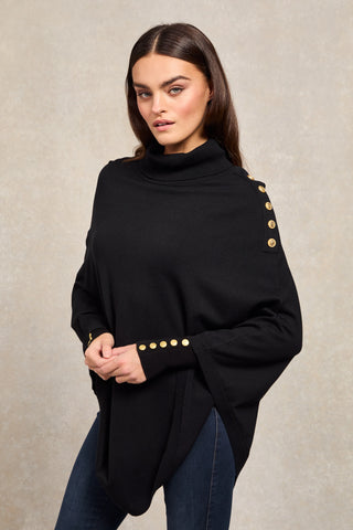 Roll Neck Cape Black