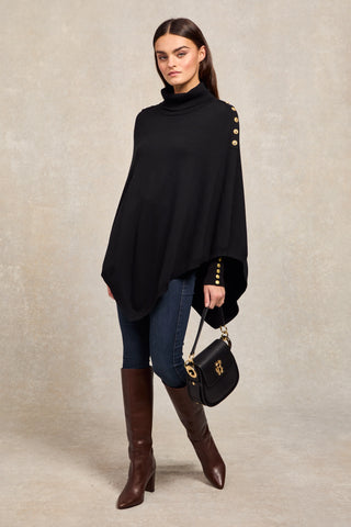 Roll Neck Cape Black