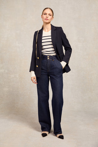 Kelsie Crew Neck Knit Natural Stripe