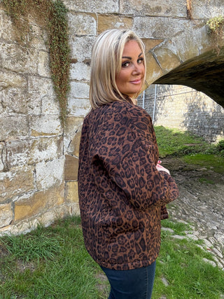 Arwen Kimono Jacket in Brown Quilted Leopard