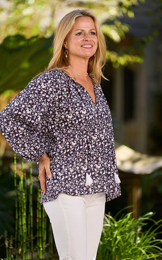 Barletta Cotton Blouse Navy