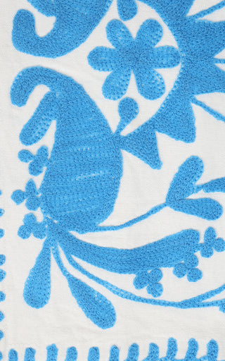Suzanni Cotton Waistcoat Embroidered Pattern Cream/Blue