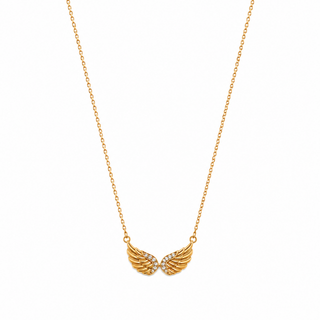Angel Wings Necklace in Clear & Gold