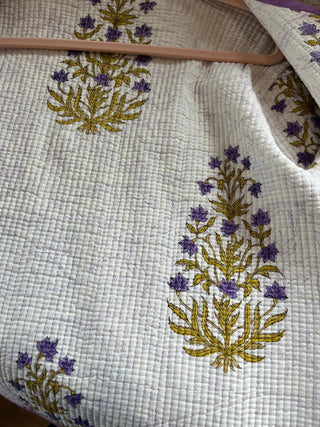 Peony Woodblock print Cotton jacket