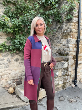 Francesca Knitted Coat in Burgundy