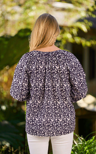 Barletta Cotton Blouse Navy