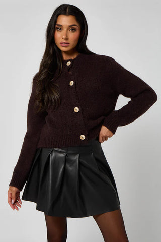 Chocolate Cropped soft knit cardigan