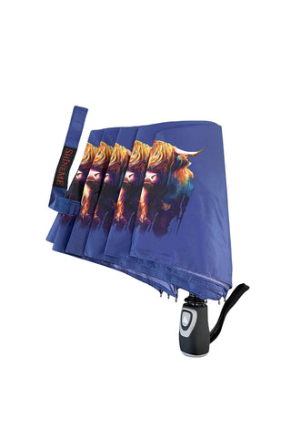 Scottish Highland Cow Umbrella (Short): Blue