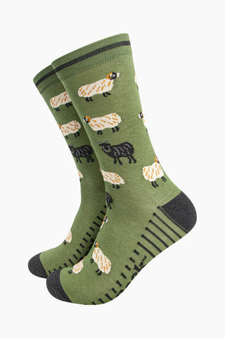 Men's Bamboo Socks - Green, Black Sheep