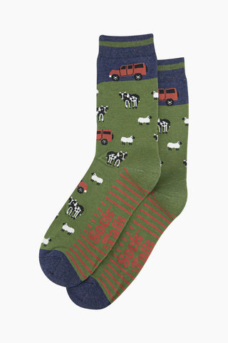 Men's Bamboo Socks - Navy/Green, Off-Roader Farm