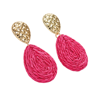 Woven Drop Earring in Pink